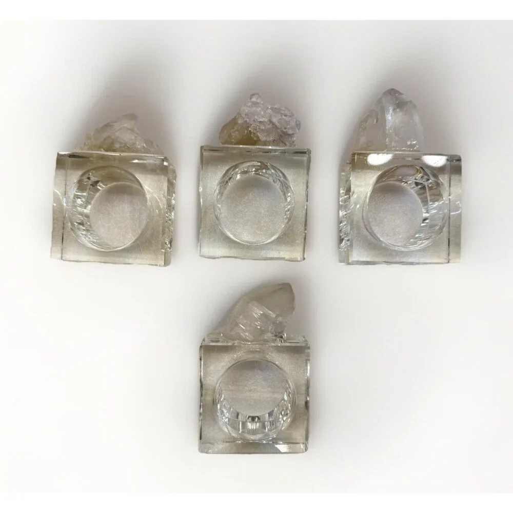 4pc Geode Napkin Rings Z Gallerie Quartz Crystal Druzy Napkin Holders Luxury New